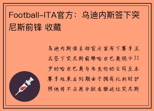 Football-ITA官方：乌迪内斯签下突尼斯前锋 收藏